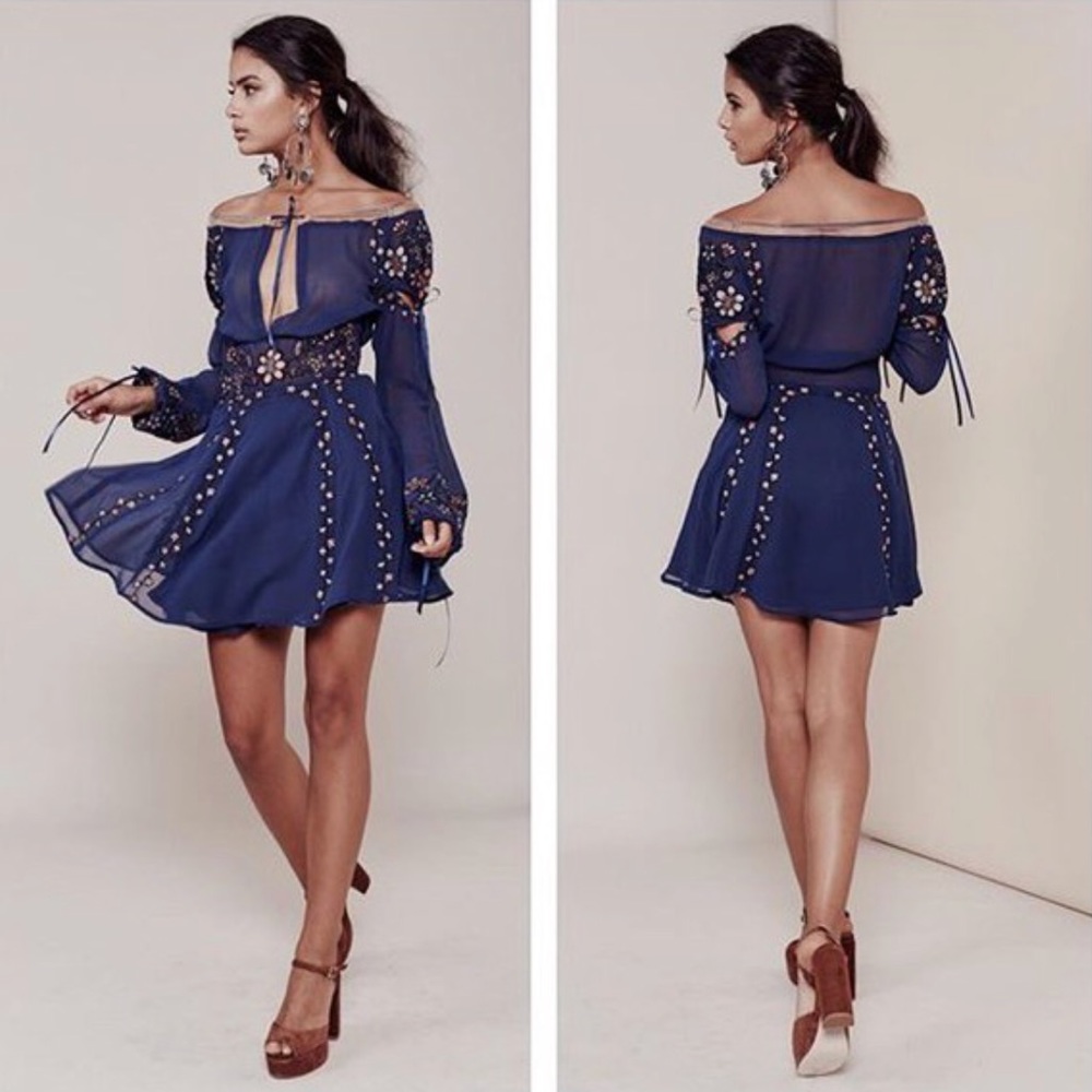 For Love and Lemons Niccola blue dress xs
